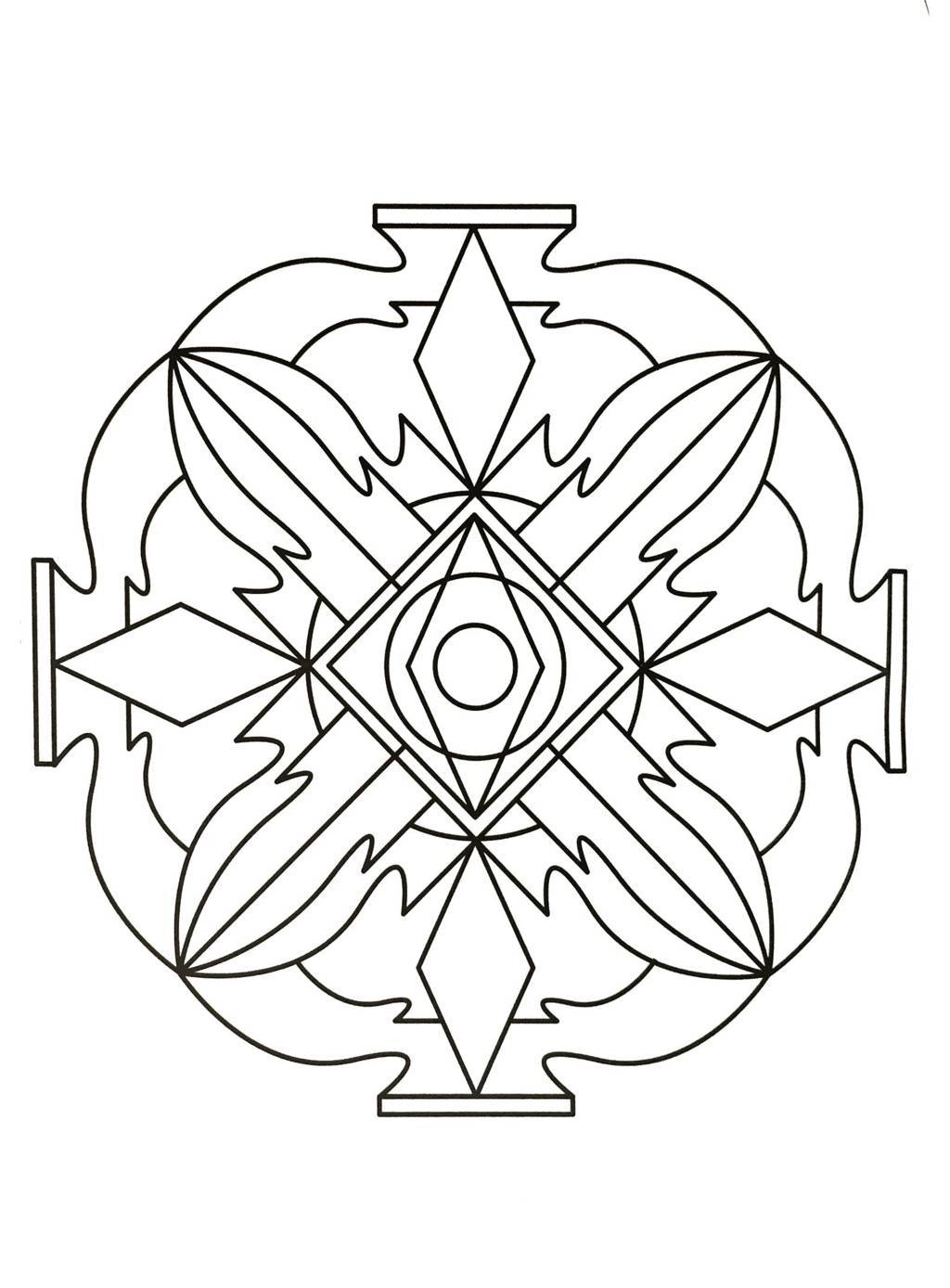 Coloriage Mandala géométrique aux motifs circulaires - Mandala à imprimer
